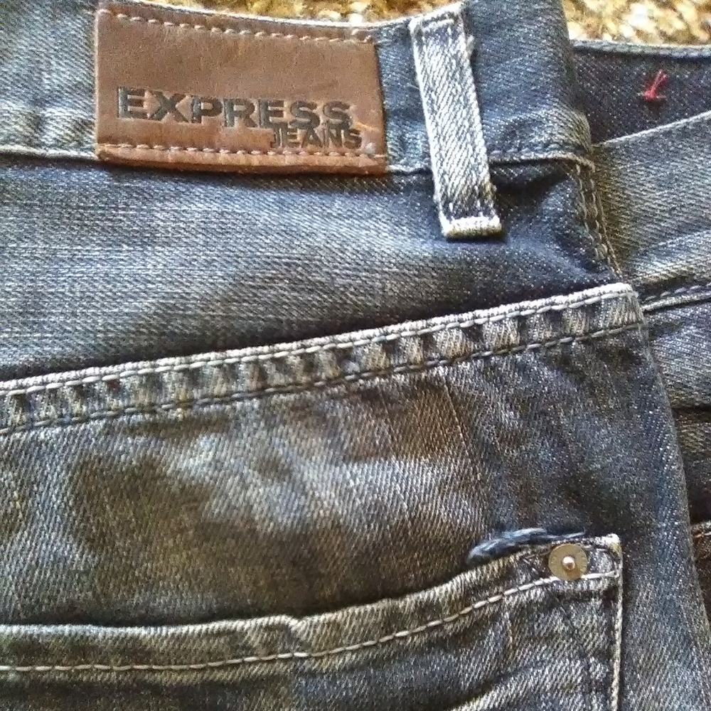 Express blue jeans distressed 36x30 new men's rare - Picture 5 of 7